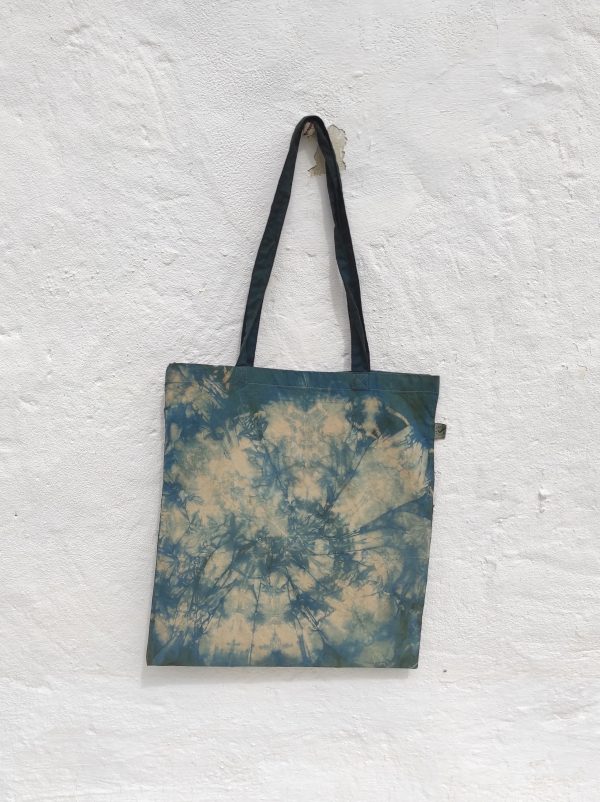 Bolsa de algodón orgánico con dibujos abstractos azules